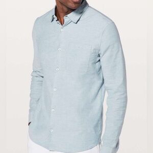 Lululemon All Town Buttondown Pewter Blue / White Oxford Shirt Men Sz Sm